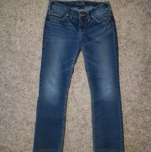 size 10 short boot cut silver jeans